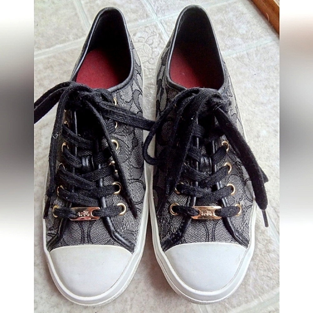 COACH Empire Outline C/Nap Signature Logo Lace Up CC Sneakers EUC - Picture 8 of 14
